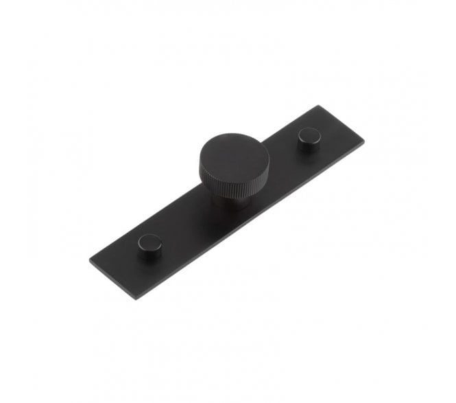 Hoxton Thaxted Cupboard Knob On Plain Plate - Matt Black