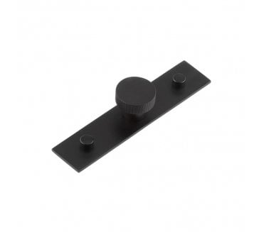 Hoxton Thaxted Cupboard Knob On Plain Plate - Matt Black