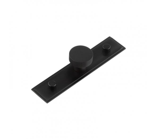 Hoxton Thaxted Cupboard Knob On Stepped Plate - Matt Black