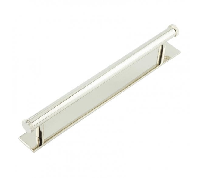 Hoxton Wenlock Cabinet Handles On Plain Backplate - Polished Nickel
