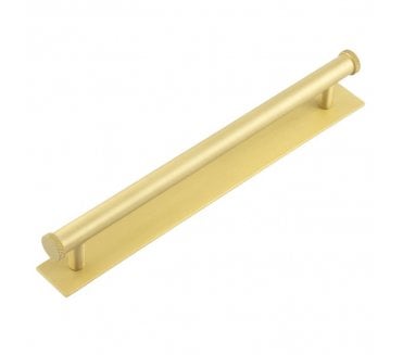 Hoxton Wenlock Cabinet Handles On Plain Backplate - Satin Brass