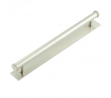 Hoxton Wenlock Cabinet Handles On Plain Backplate - Satin Nickel