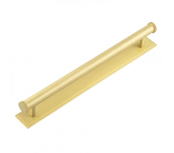Hoxton Wenlock Cabinet Handles On Stepped Backplate - Satin Brass
