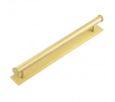 Hoxton Wenlock Cabinet Handles On Stepped Backplate - Satin Brass