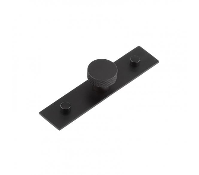 Hoxton Wenlock Cupboard Knob On Plain Plate - Matt Black