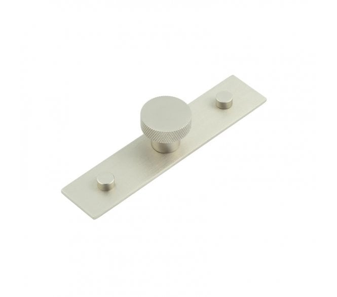 Hoxton Wenlock Cupboard Knob On Plain Plate - Satin Nickel