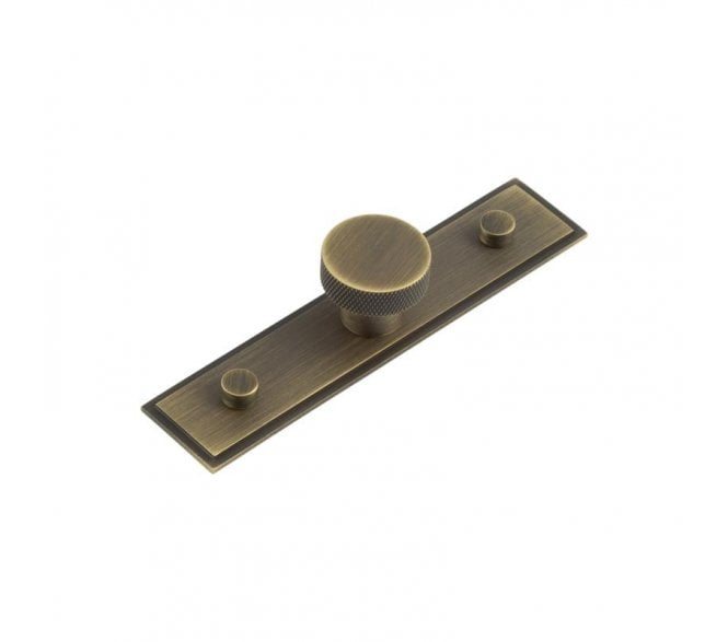 Hoxton Wenlock Cupboard Knob On Stepped Plate - Antique Brass