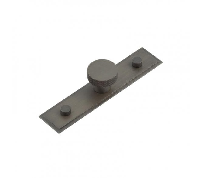 Hoxton Wenlock Cupboard Knob On Stepped Plate - Dark Bronze