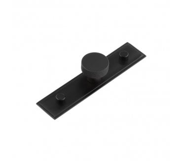 Hoxton Wenlock Cupboard Knob On Stepped Plate - Matt Black