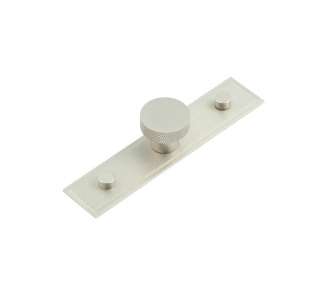 Hoxton Wenlock Cupboard Knob On Stepped Plate - Satin Nickel