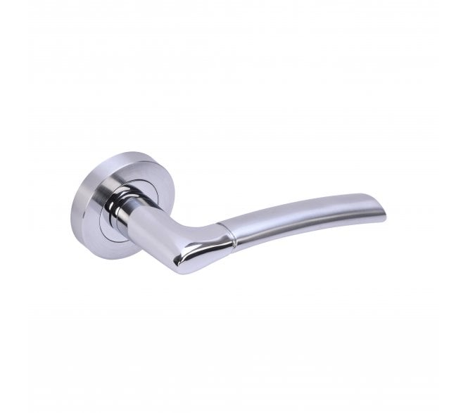 Hunta Columba Door Handle on rose - Polished/Satin Chrome