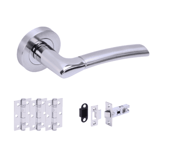 Hunta Columba Polished/Satin Chrome Door Handle Latch Pack (x3 hinges)