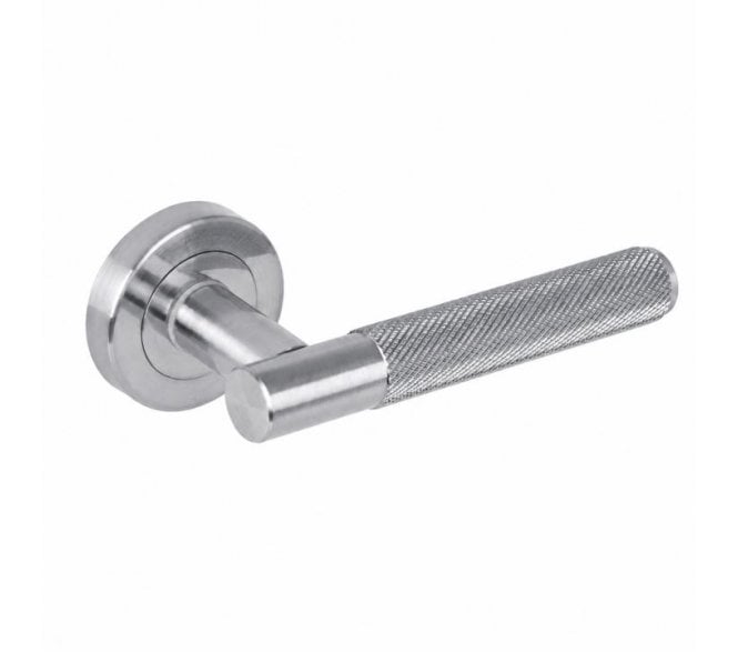 Hunta Evo Knurled Lever On Round Rose - Satin Chrome