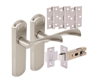 Hunta Gardena Lever On Backplate Door Pack (x3 76mm Hinges) - Satin Nickel