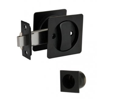 Hunta H1512BM Square Sliding Pocket Door Bathroom Lock Set - Matt Black