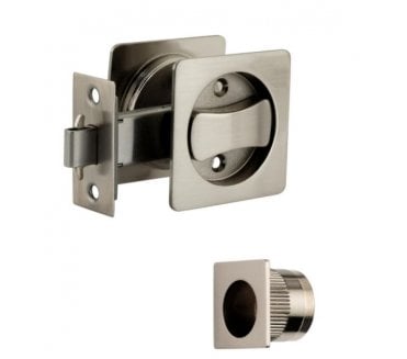 Hunta H1512SNP Square Sliding Pocket Door Bathroom Lock Set - Satin Nickel