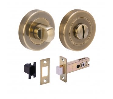 Hunta H2953 Bathroom Turn & Release Set W/ 76mm Deadbolt - Antique Brass