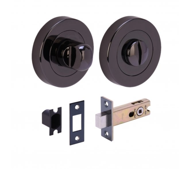 Hunta H2953 Bathroom Turn & Release Set W/ 76mm Deadbolt - Black Nickel