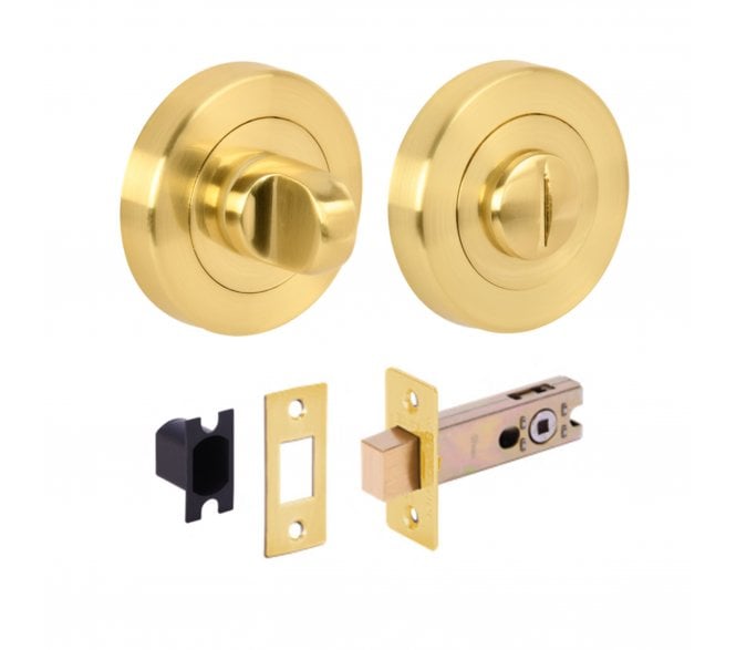 Hunta H2953 Bathroom Turn & Release Set W/ 76mm Deadbolt - Satin Brass