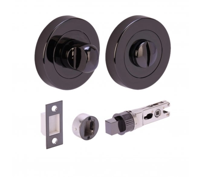Hunta H2954 Bathroom Turn & Release Set W/ 76mm Bullet Deadbolt - Black Nickel