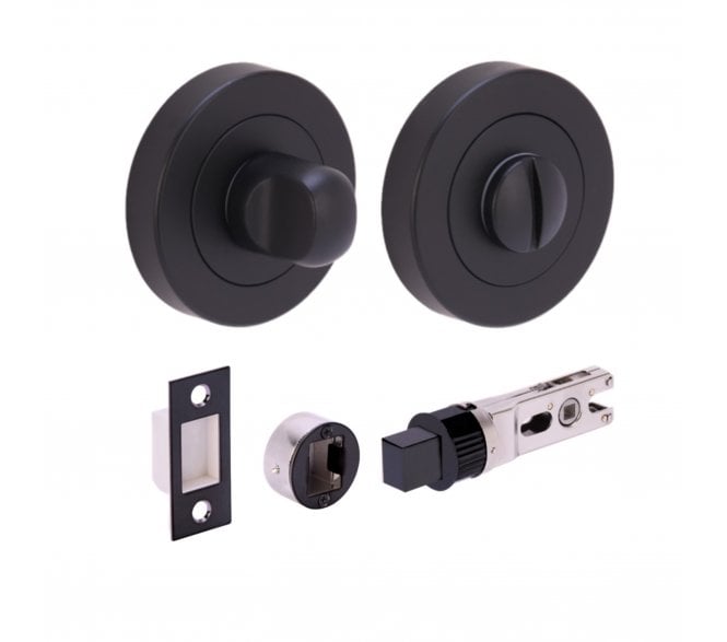 Hunta H2954 Bathroom Turn & Release Set W/ 76mm Bullet Deadbolt - Matt Black