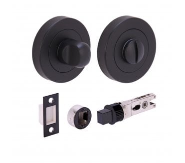 Hunta H2954 Bathroom Turn & Release Set W/ 76mm Bullet Deadbolt - Matt Black