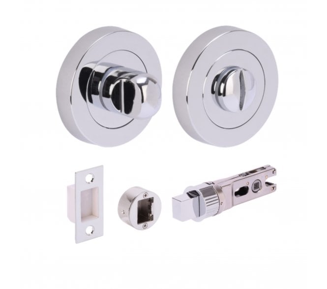 Hunta H2954 Bathroom Turn & Release Set W/ 76mm Bullet Deadbolt - Polished Chrome