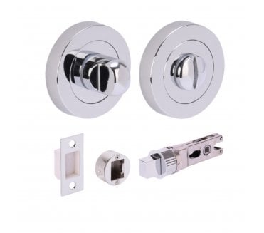 Hunta H2954 Bathroom Turn & Release Set W/ 76mm Bullet Deadbolt - Polished Chrome