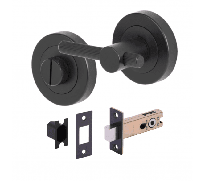 Hunta H2958 Linear Bathroom Turn & Release Set W/ 76mm Deadbolt - Matt Black
