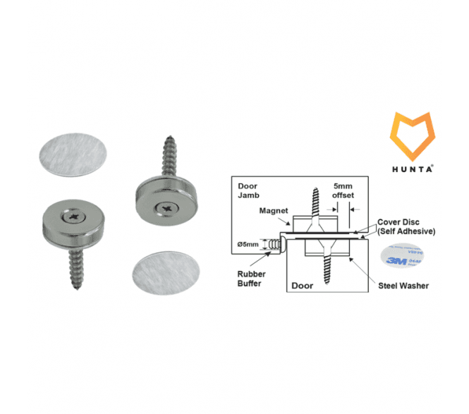 Hunta Hardware Flush Mounted Magnetic Catch c/w SS Covers