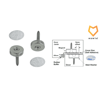 Hunta Hardware Flush Mounted Magnetic Catch c/w SS Covers