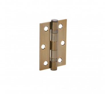 Hunta Hardware H3001ABR Steel 2BB Butt Hinges 76x50mm (Pair) - Antique Brass