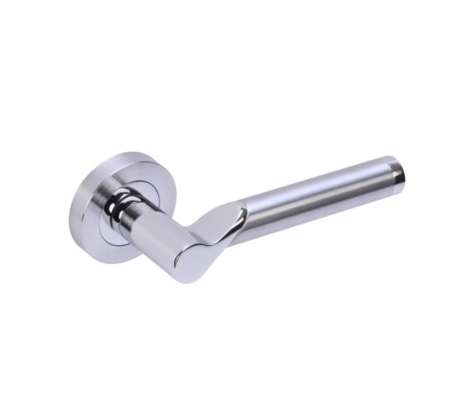 Hunta Hydrus Door Handle on rose - Polished/Satin Chrome