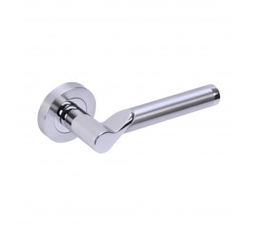 Hunta Hydrus Door Handle on rose - Polished/Satin Chrome