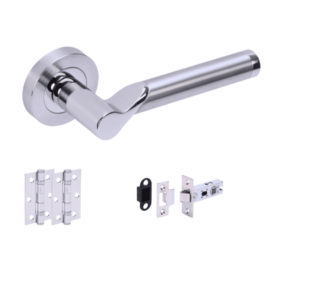 Hunta Hydrus Polished/Satin Chrome Door Handle Latch Pack