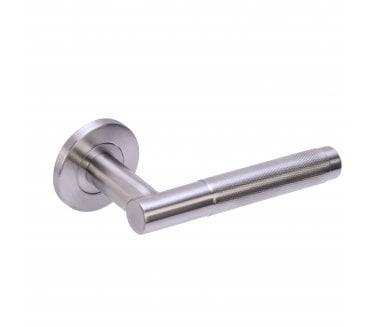 Hunta Kotor Knurled Door Handle on Rose - Satin Stainless Steel