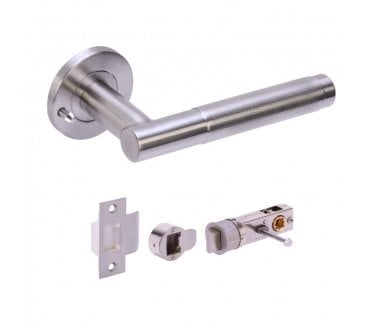 Hunta Kotor Knurled Satin Stainless Privacy Door Handle Bullet Latch Pack