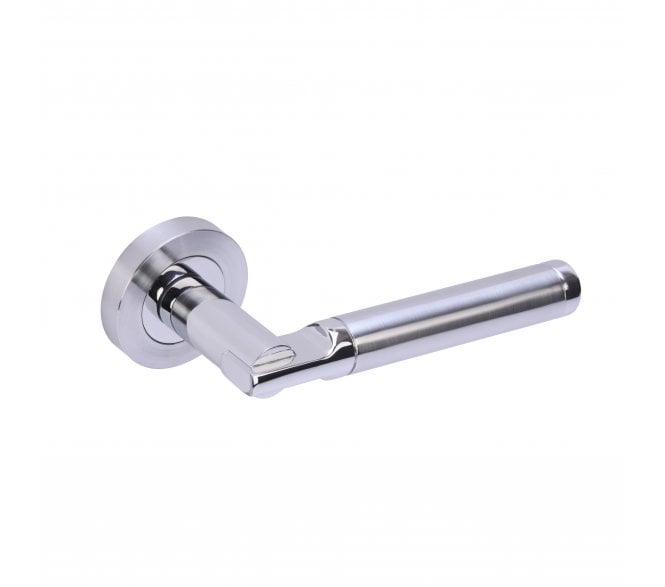Hunta Lacerta Door Handle on rose - Polished/Satin Chrome
