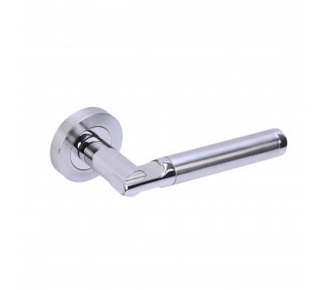 Hunta Lacerta Door Handle on rose - Polished/Satin Chrome