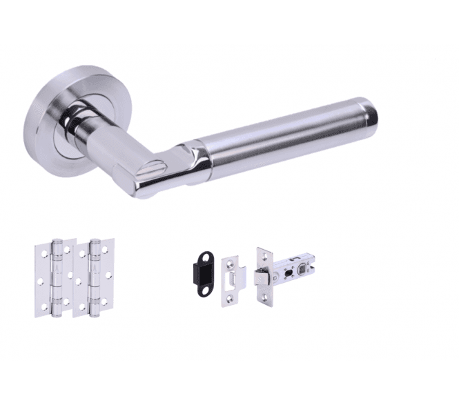 Hunta Lacerta Polished/Satin Chrome Door Handle Latch Pack
