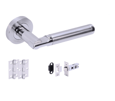Hunta Lacerta Polished/Satin Chrome Door Handle Latch Pack