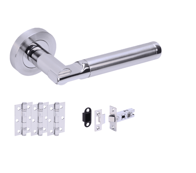 Hunta Lacerta Polished/Satin Chrome Door Handle Latch Pack