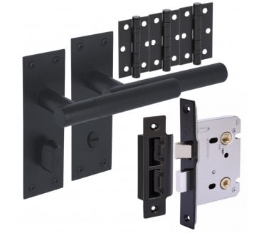 Hunta Levada Linear Lever On Backplate Bathroom Pack (x3 76mm Hinges) - Matt Black