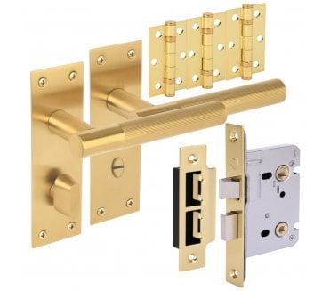 Hunta Levada Linear Lever On Backplate Bathroom Pack (x3 76mm Hinges) - Satin Brass