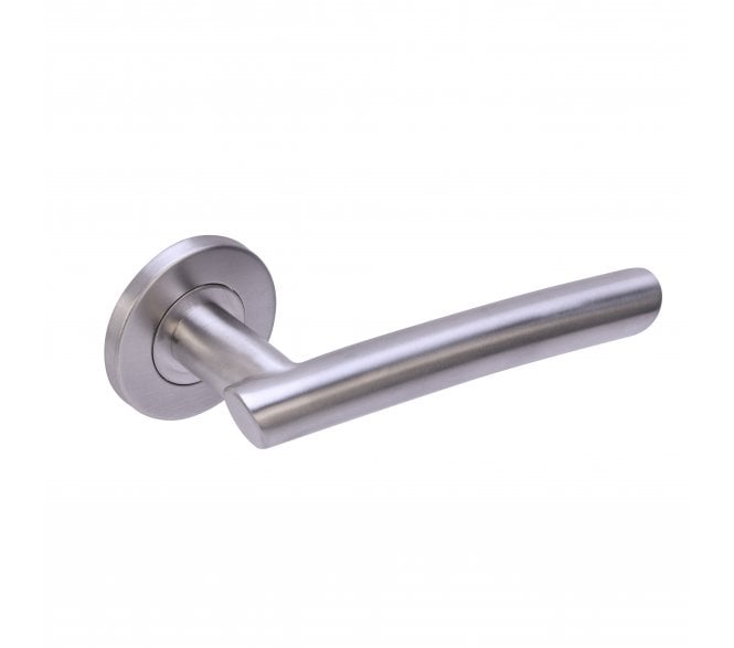 Hunta Magna Door Handle On Rose - Satin Stainless Steel