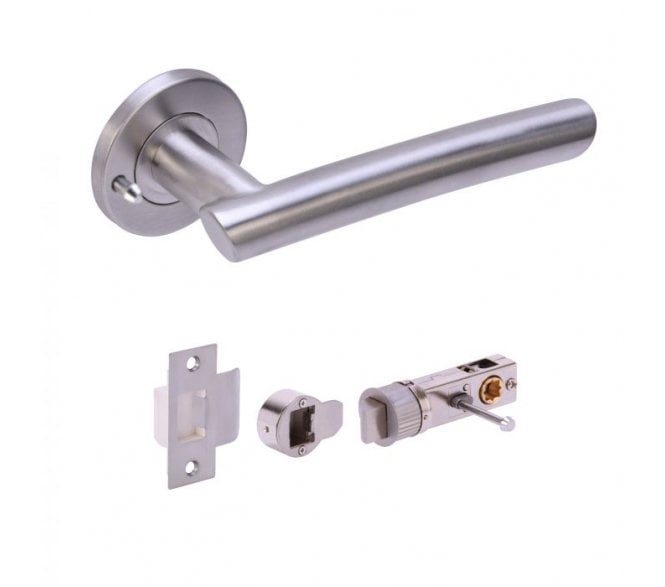 Hunta Magna Privacy Door Handle On Rose - Satin Stainless Steel