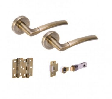 Hunta Nemo Antique Brass Door Handle Bullet Latch Pack (x2 hinges)
