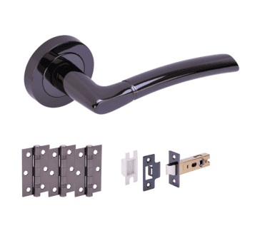 Hunta Nemo Back Nickel Door Handle Latch Pack (x3 hinges)