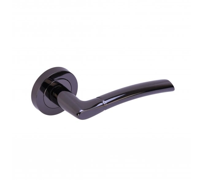 Hunta Nemo Door Handle on Rose - Black Nickel