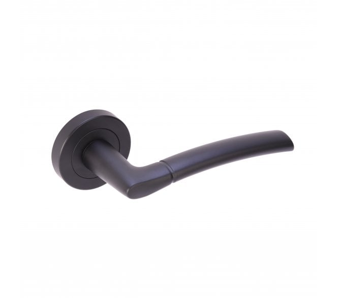 Hunta Nemo Door Handle on Rose - Matt Black